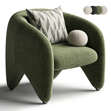 Yuzu Upholstered Armchair with Armrests 3D model image 1 