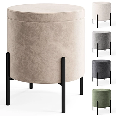 Elegant Modern Gray Pouf Seat 3D model image 1 