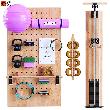 Modern Yoga Sport Equipment Set 3D model image 1 