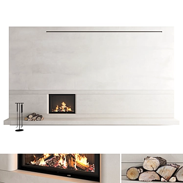 Modern 3D Fireplace Wall Art 3D model image 1 