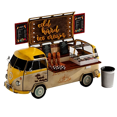 Yellow Ice Cream Food Truck Model 3D model image 1 