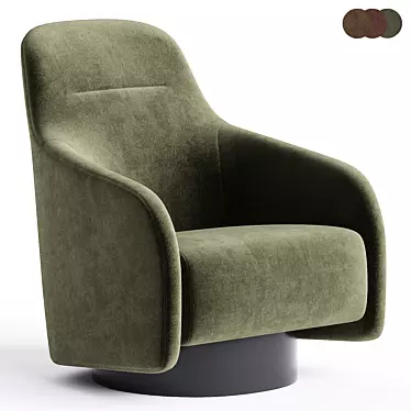 Elegant Swivel Armchair with Headrest 3D model image 1 