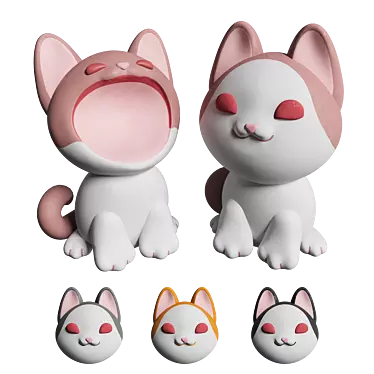 Colorful Pop Cat Plush Toy 3D model image 1 