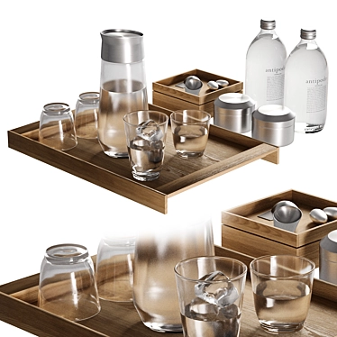 Decorative Serving Set with Glassware 3D model image 1 