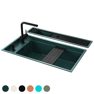 Pro Kitchen Sink Set & Dryer 3D model image 1 