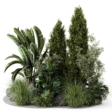 Garden Set Bush and Tree 3D model image 1 