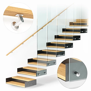 Contemporary Interior Stair Set 11 3D model image 1 