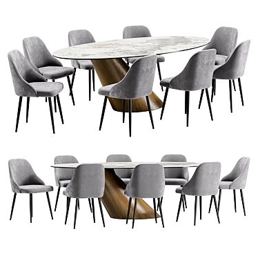 Modern Dining Chair and Table 3D model image 1 