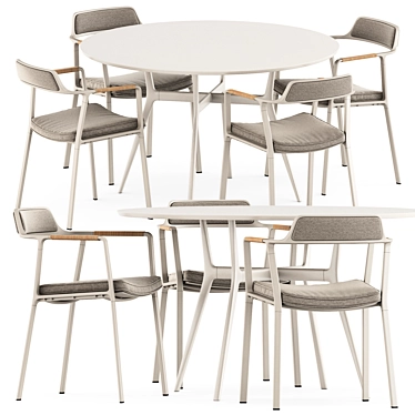 Sleek Outdoor Duo: Vipp711 Chair & Branch Table 3D model image 1 