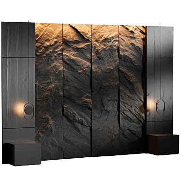 Stone-Inspired Bed Head Panel 3D model image 1 