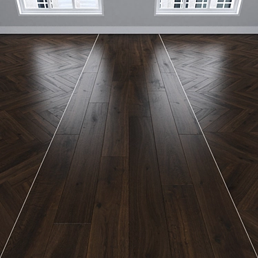 Oak Parquet Flooring Trio 3D model image 1 