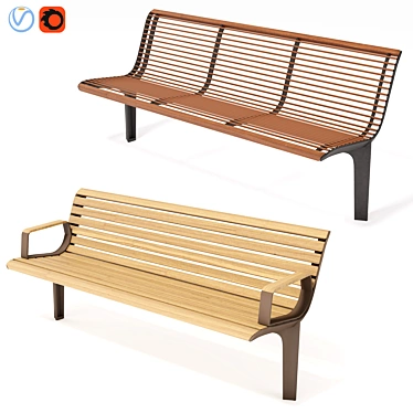 Emau Solo Park Benches 3D model image 1 