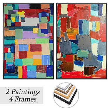 Modern Art Set with Frames 3D model image 1 