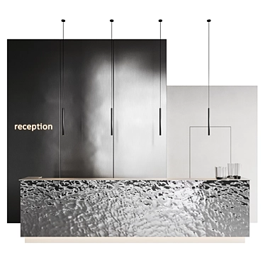 Metal Reception Desk with Vases 3D model image 1 