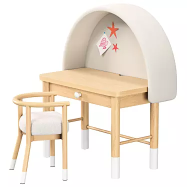 Axel Drawing Desk White Horse Chair 3D model image 1 