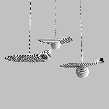 Sleek Metal Pendant Lamp. unique 3D model image 1 