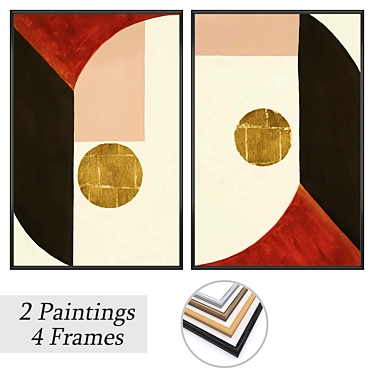 Gallery Art Set with Frames 3D model image 1 