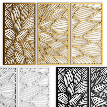 Elegant Triptych Rustic Wall Panel 3D model image 1 