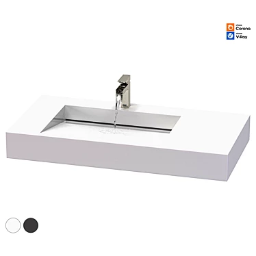 Rectangular Stone Wall-Hung Bathroom Sink 3D model image 1 