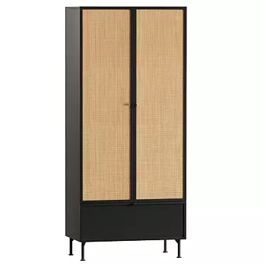 Bronte-2 Black Wardrobe Furniture 3D model image 1 