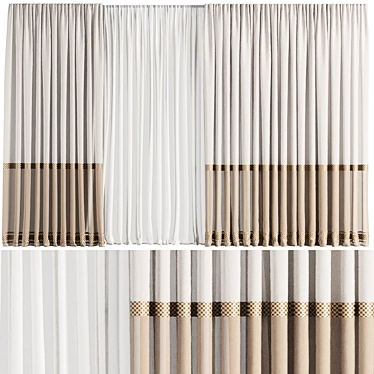 Premium Curtain Set M19 3D model image 1 