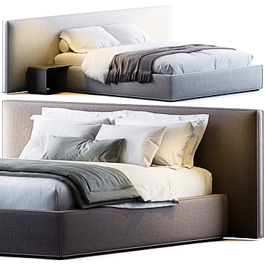 Modern Bowie Bed Frame 3D model image 1 