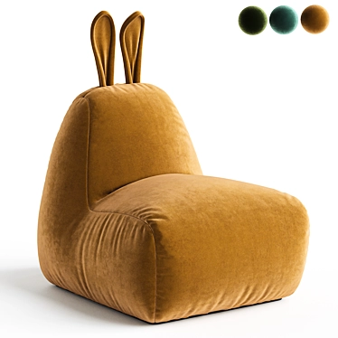 Bunny Big Velvet Beanbag Chair 3D model image 1 