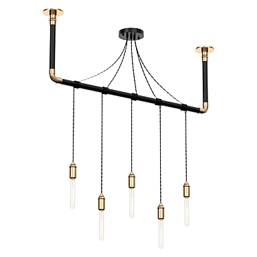 Elegant Black Brass Chandelier 3D model image 1 