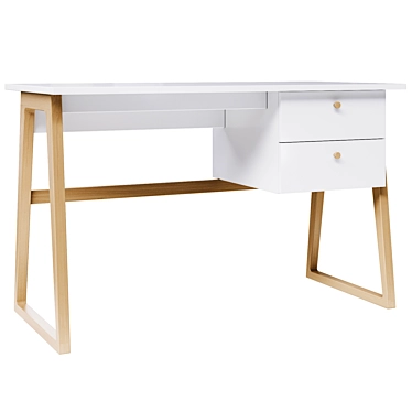 Minimal White Writing Desk 3D model image 1 