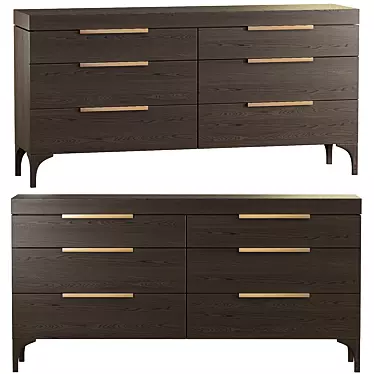 Modern Bridge 6-Drawer Dresser 3D model image 1 