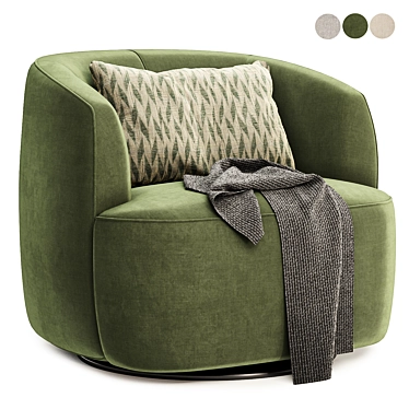 Luxury Boucle Swivel Armchair, Trio 3D model image 1 