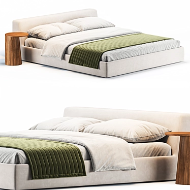 Modern Fabric Louis Bed in Vray 3D model image 1 