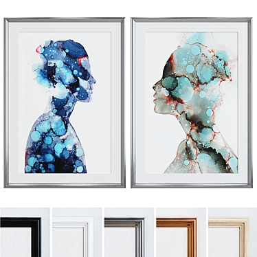 Modern Abstract Portrait Picture Frame Set 3D model image 1 