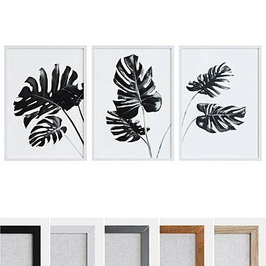 Modern Leaf Picture Frame Set 3D model image 1 