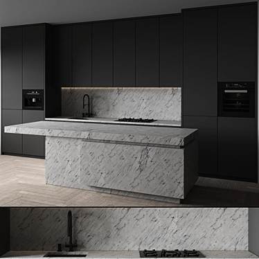 Modern Kitchen 155 with Appliances 3D model image 1 