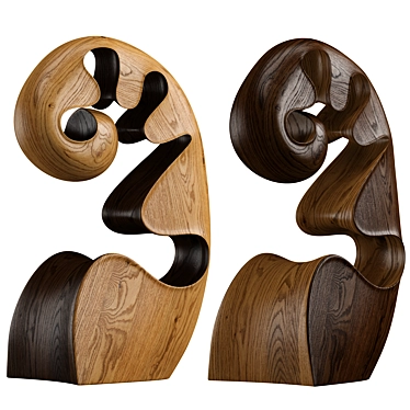 Handcrafted Wooden Sculpture Art 3D model image 1 