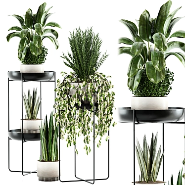 Modern Black Pot Plant Stand 3D model image 1 