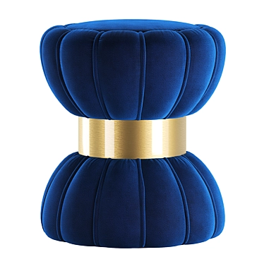 Navy Velvet Ottoman Stool 3D model image 1 