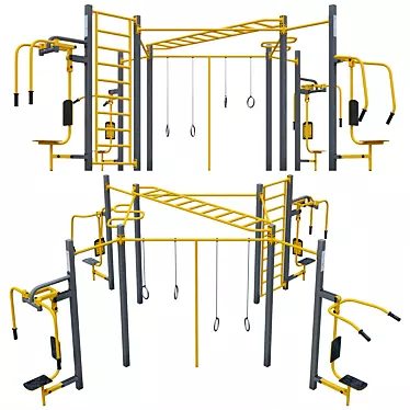 Outdoor Fitness Station Set 3D model image 1 