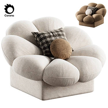 Floral Armchair 3D Model Furniture 3D model image 1 