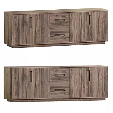 Rustic Oak Sideboard with Drawers 3D model image 1 