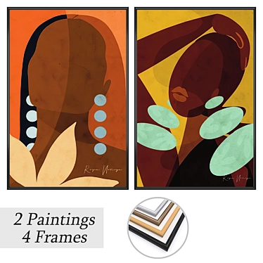 Artwork Set with Various Frames 3D model image 1 