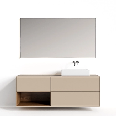 Designer Floating Sink Cabinet - Double 3D model image 1 