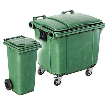 Dual Trash Bins UV Unwrapped 3D model image 1 