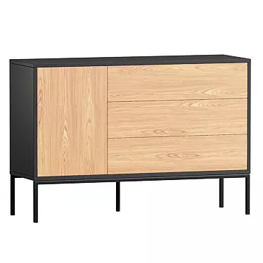 Modern Wood and Metal Sideboard 3D model image 1 