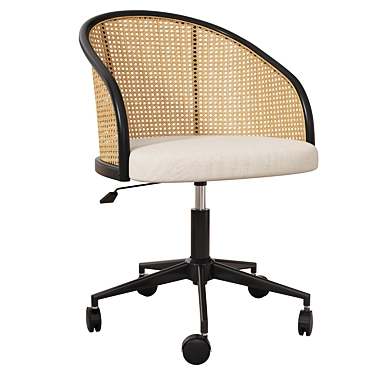 Dagmar Office Chair, Rattan Backrest 3D model image 1 