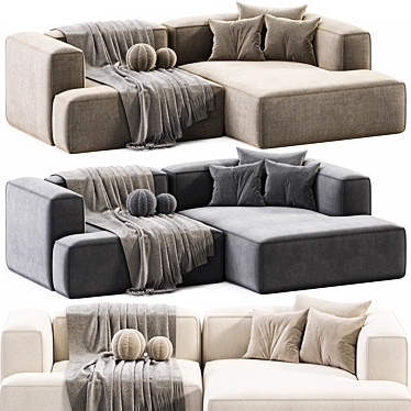 Modular Corduroy Lennon Corner Sofa 3D model image 1 