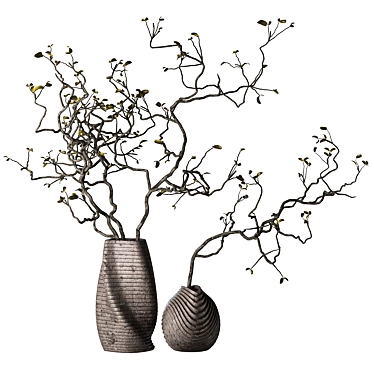 Decorative Vase with Dried Branches 3D model image 1 