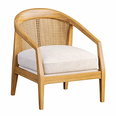 Willow White Linen Rattan Armchair 3D model image 1 