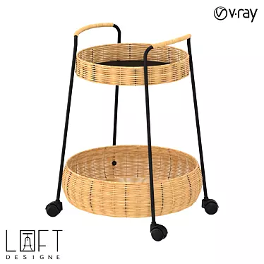 Bamboo Metal Coffee Table 60cm 3D model image 1 